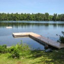 An L-shaped Pipe Dock with a Swim Raft.