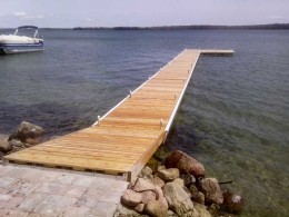 Log L-shaped Pipe Dock in Orillia.